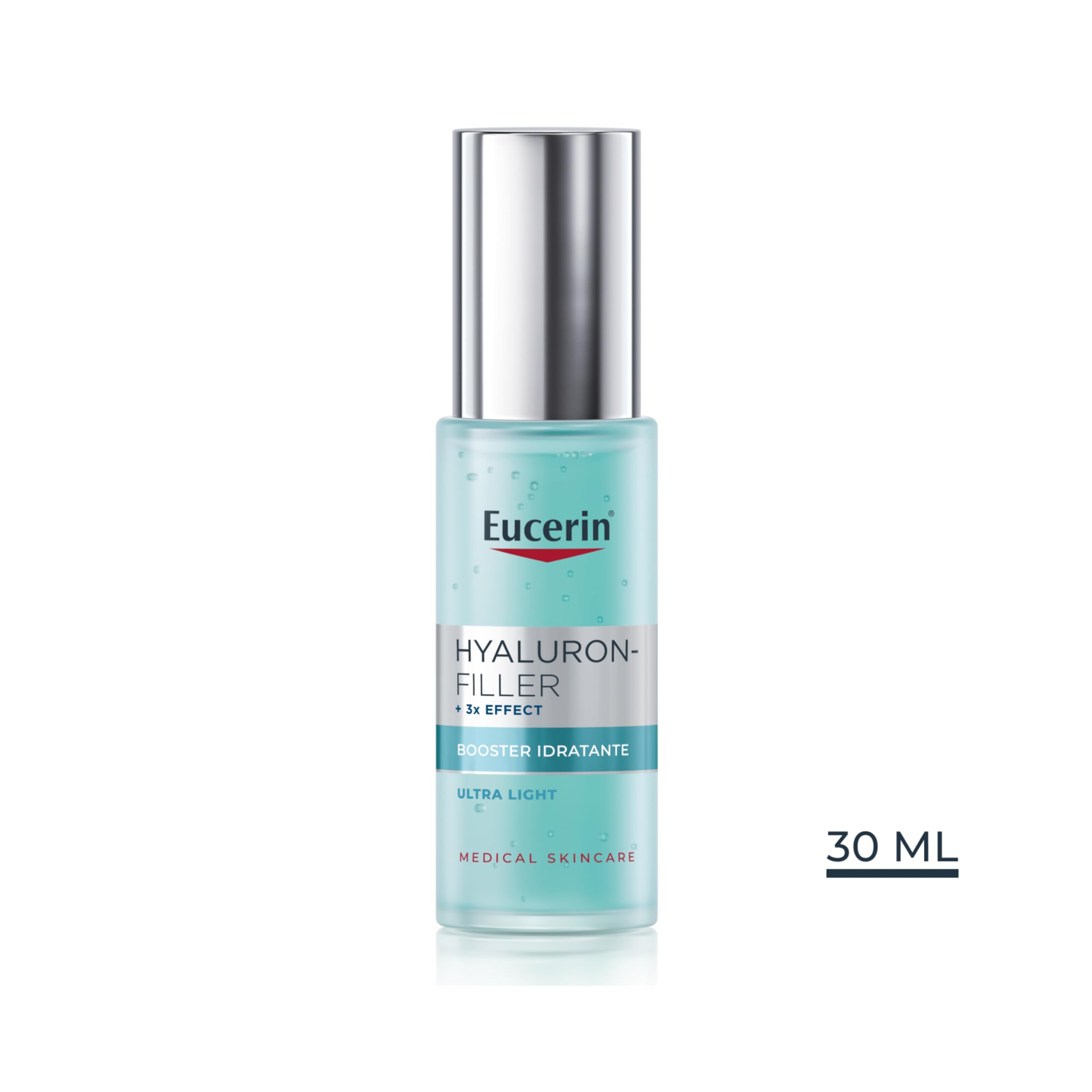 Eucerin Hyaluron-Filler Booster Idratante 30 ml, Siero idratante viso ultra leggero e rinfrescante, Siero viso Acido Ialuronico e Glicerina, Formula in gel-crema per tutti i tipi di pelle