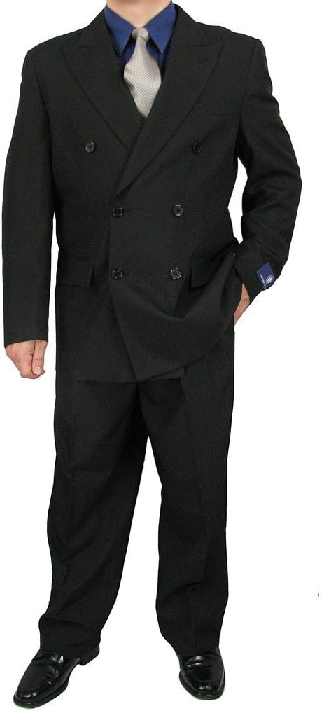 Sharp 2-Piece Double Breasted Men's Dress Suit - Black 58R