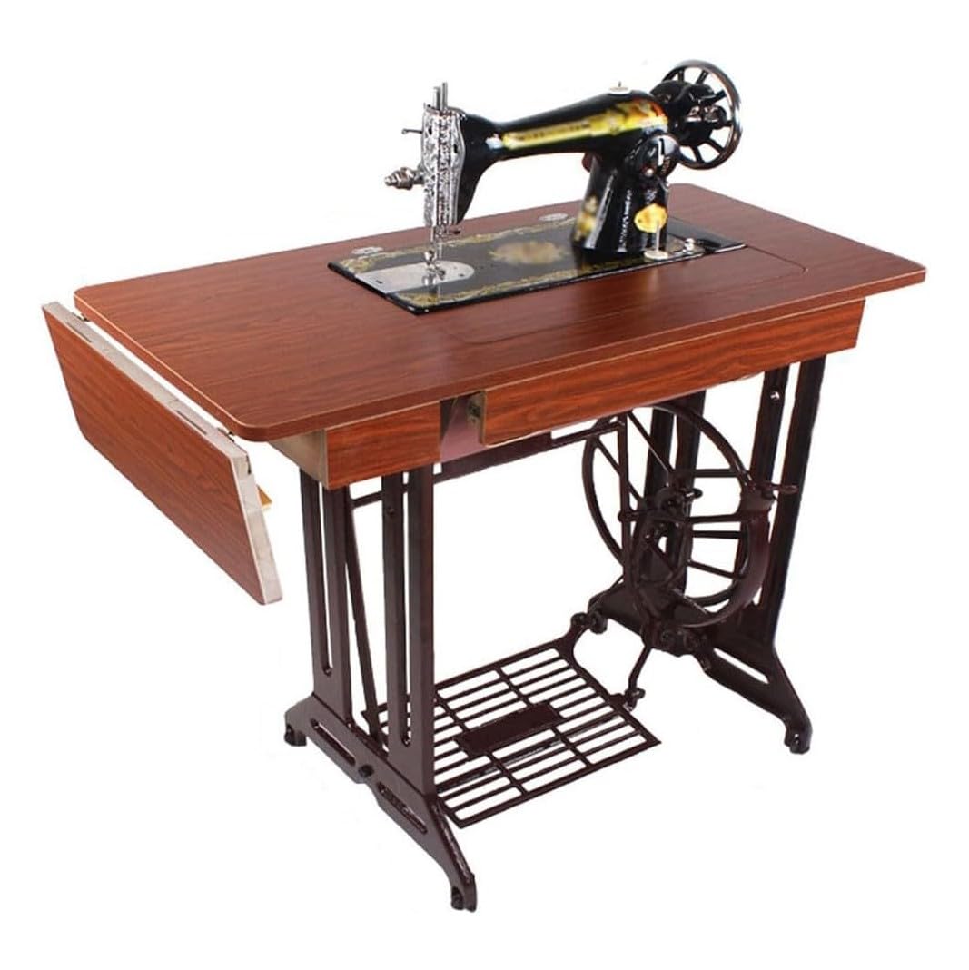 UNbit Sewing Machine Vintage Sewing Machine Household Foot-Operated Manual Tailor Head Eat Thick Sewing Machine with Iron Frame - Old Fashioned WEWYQSJXBXF-4129(Color:B,Size:)