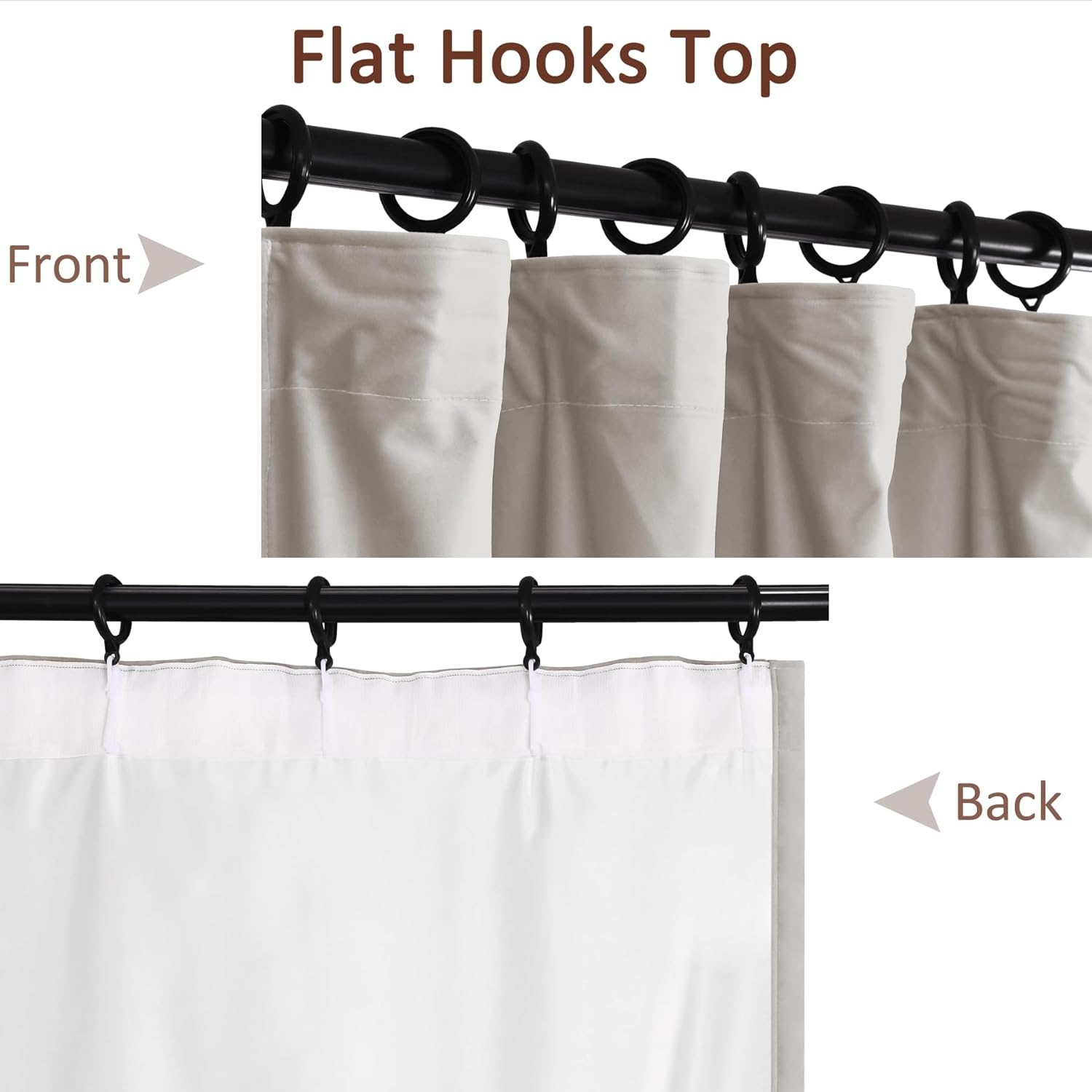 Fcosie Home Theater Curtains Flat Hooks, Extra Wide Velvet Drapes, Blackout Room Darkening Thermal Insulated Drapery for Home Moive Theater Room, 1 PC, 250W x102 L, Light Grey, 130gsm White Liner