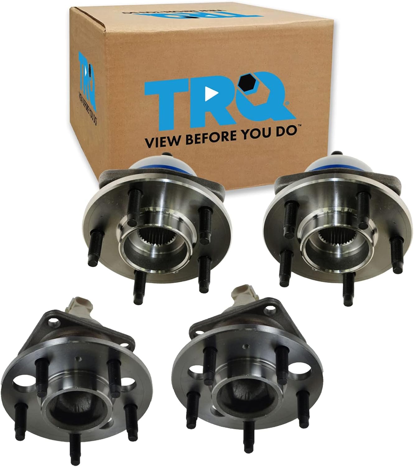 TRQ Kit de 4 cojinetes de rueda y buje delantero y trasero para Buick Chevy Pontiac Saturn