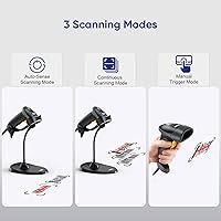 Vista 3 de Eyoyo Escáner de código de barras 2D de mano con soporte de cuello de cisne, escáner automático de código QR con cable USB, lector de código