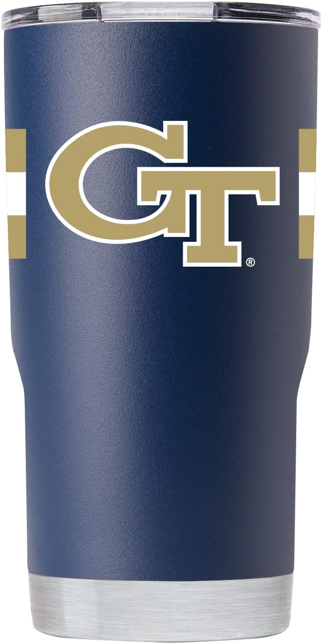 Gametime Sidekicks Georgia Tech 20oz Navy Tumbler - Officially Licensed, 18/8 Stainless Steel, Double-walled, Vacuum-insulated, UV LED Printed Logos, Sweatless, Stays Hot/Cold - 360 Wrap