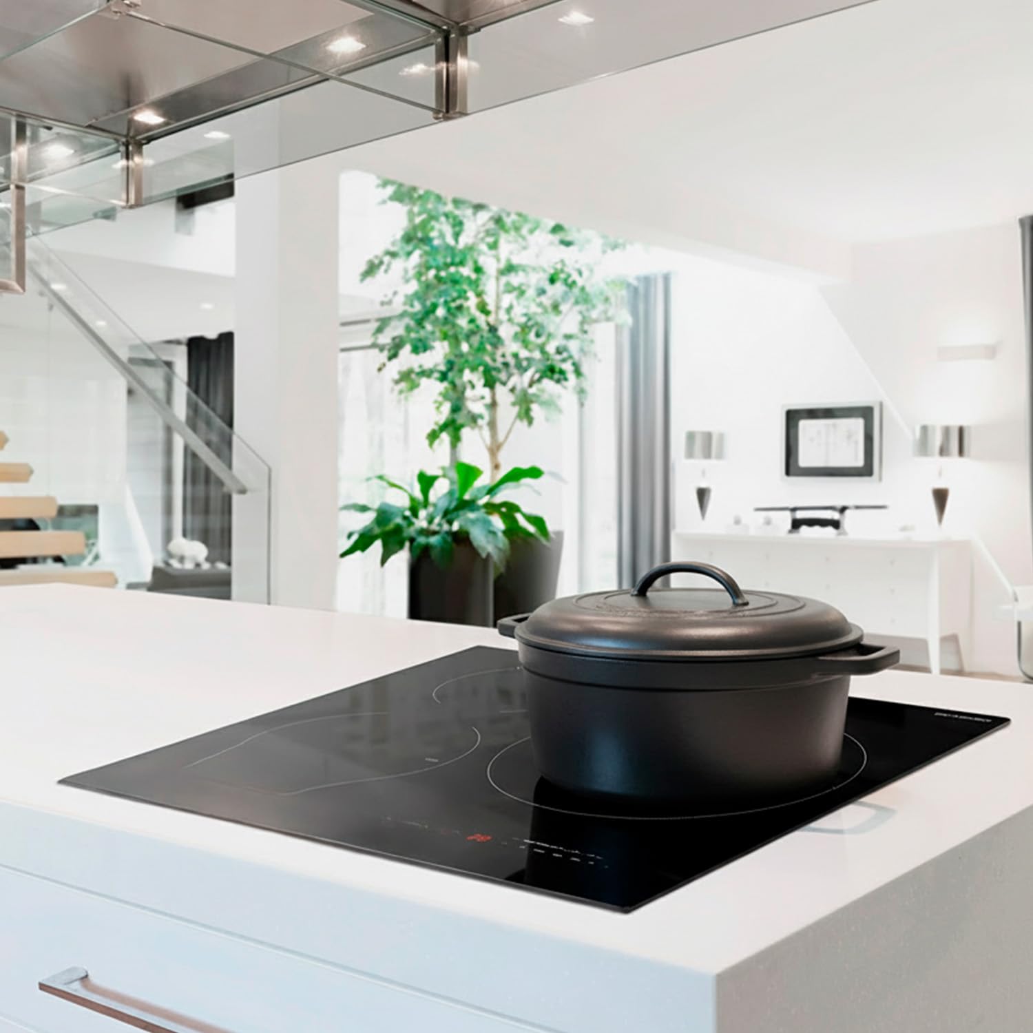 SIXHOME Placa de inducción 60 cm 3 zonas 7200 W con Booster, control táctil, temporizador, detección automática, bloqueo infantil, color negro SXHPI60N1 — view 6