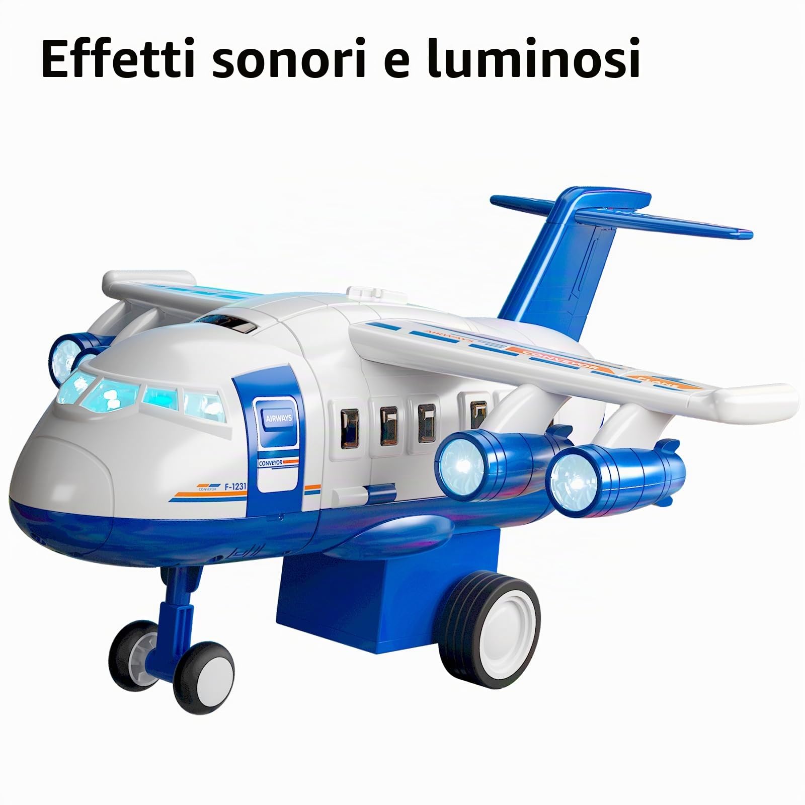 TEMI Giocattolo aereo per bambini giocattolo da corsa auto per 3 4 5 6 7 ragazzi a traformed aereo garage avventura con 8 City Cars per bambini età 2-6