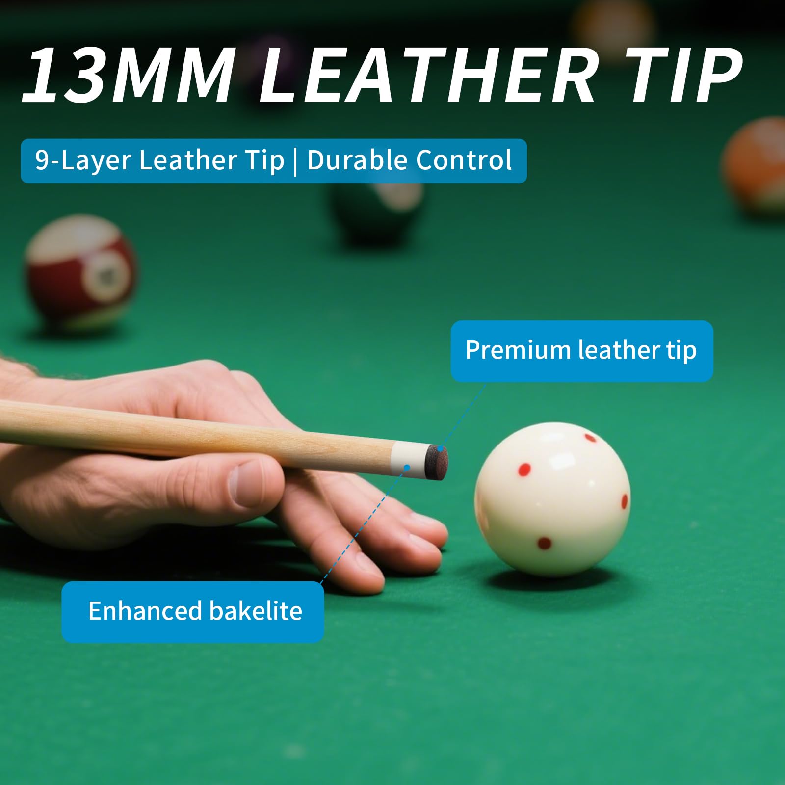 AKLOT Billard Queue, 1/4 Stück, Pool Queue107/ 147cm 42/58 Zoll, 510g-600g, Kanadischer Ahorn Billiard Köe, 13mm Leder-Spitze, 3D Griff, Pool Cues für Professionelle Billardspieler 18-21 oz