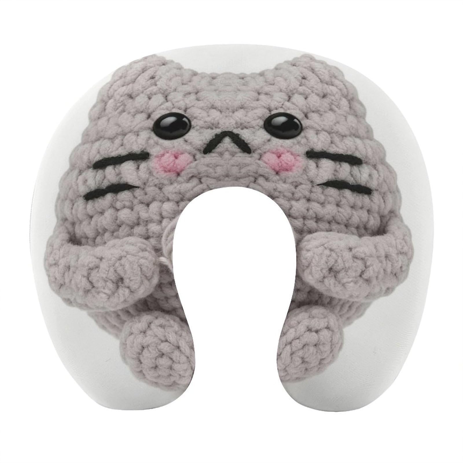 Btcowzrv Style Gray Cat U Shaped Neck Pillow Travel Pillows