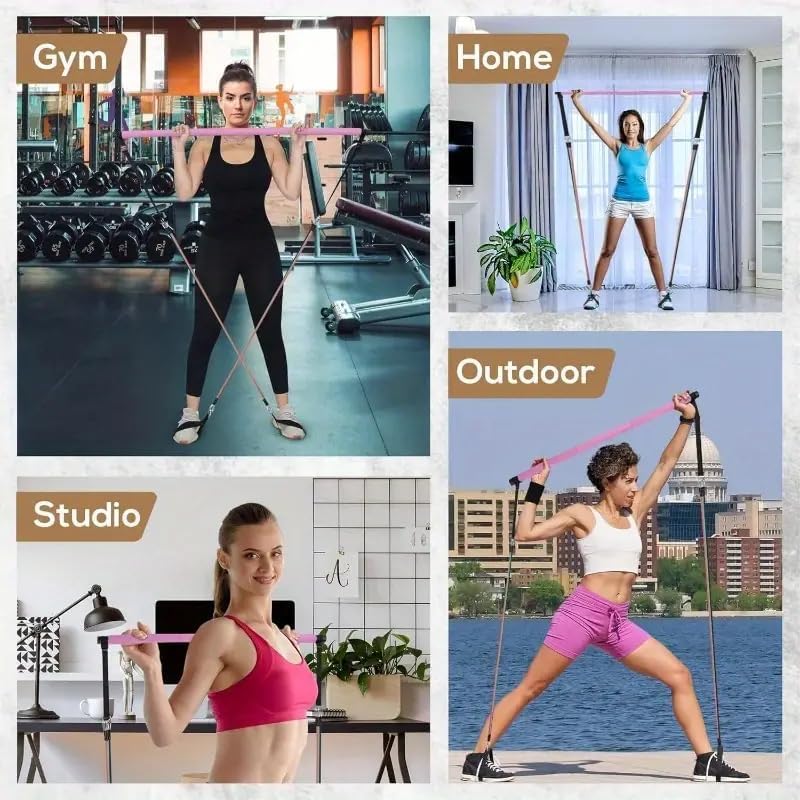 Pilates Bar Kit with Resistance Bands, Portable Yoga Exercise Stick, Home Workout Equipment 1