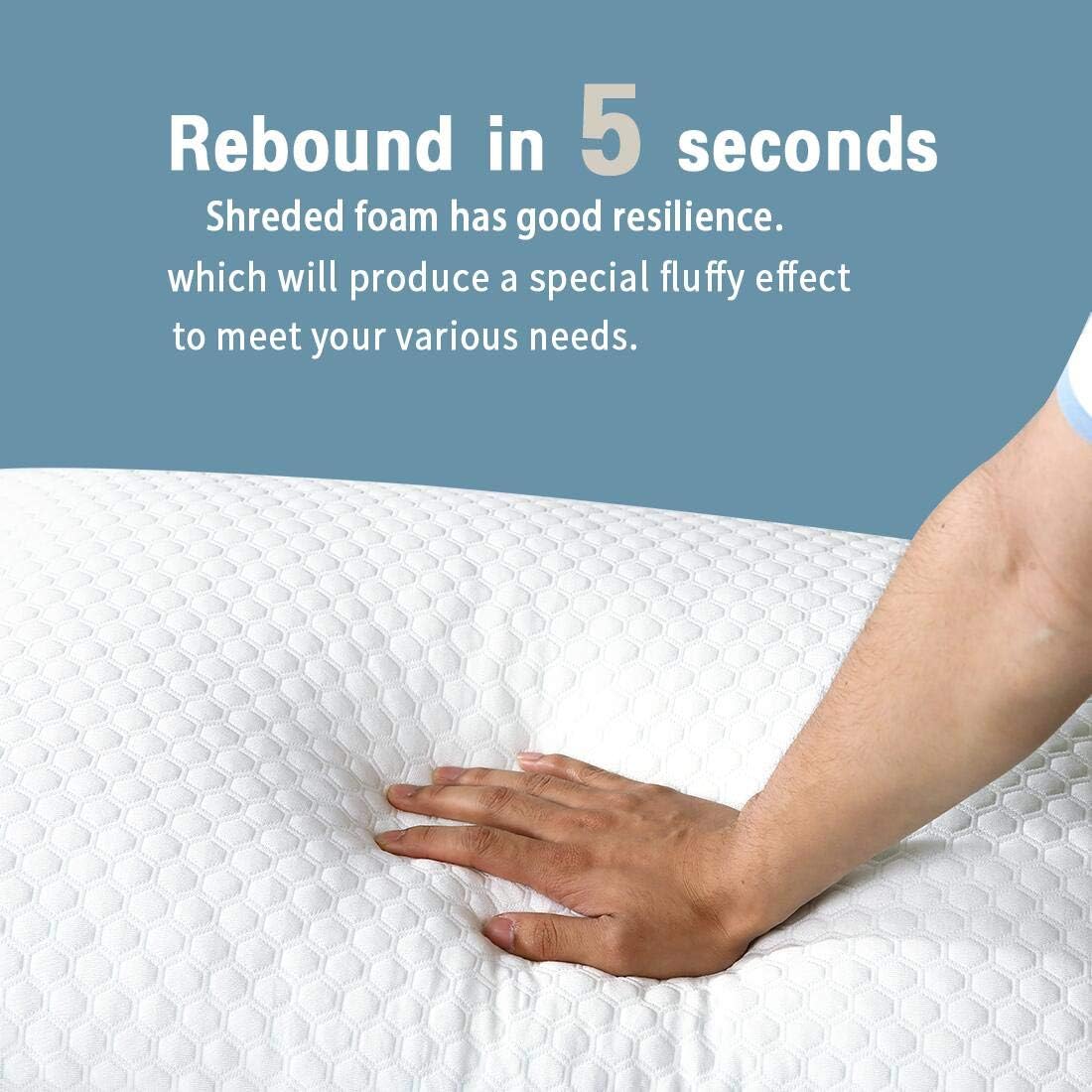 TEKAMON Bed Pillows for Sleeping Shredded Memory Foam Pillow 1 Pack, King Breathable, Soft, Pillow with Cooling Bamboo Cover - CertiPUR-US