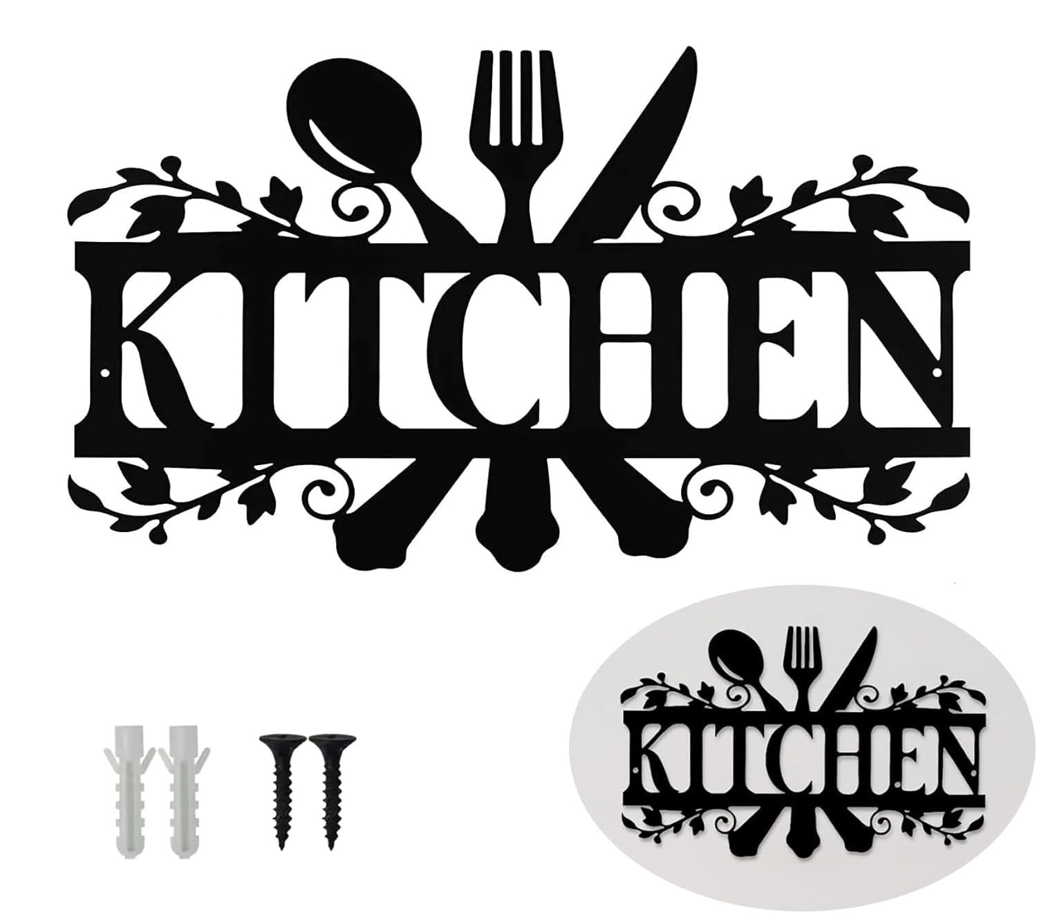 AXXIMENG Kitchen Word Art Farmhouse Cooking Kitchen Sign Rustic Metal Cookspace Wall Decor Farmhouse Country Decorations Black Word Wall Art for Home Walls Housewarming Dining Room Living Room