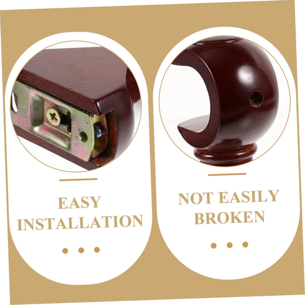 IMIKEYA 4pcs Solid Wood Curtain Rod Brackets Double Rod Bracket Holders for Wall Heavy Duty Decorative Head