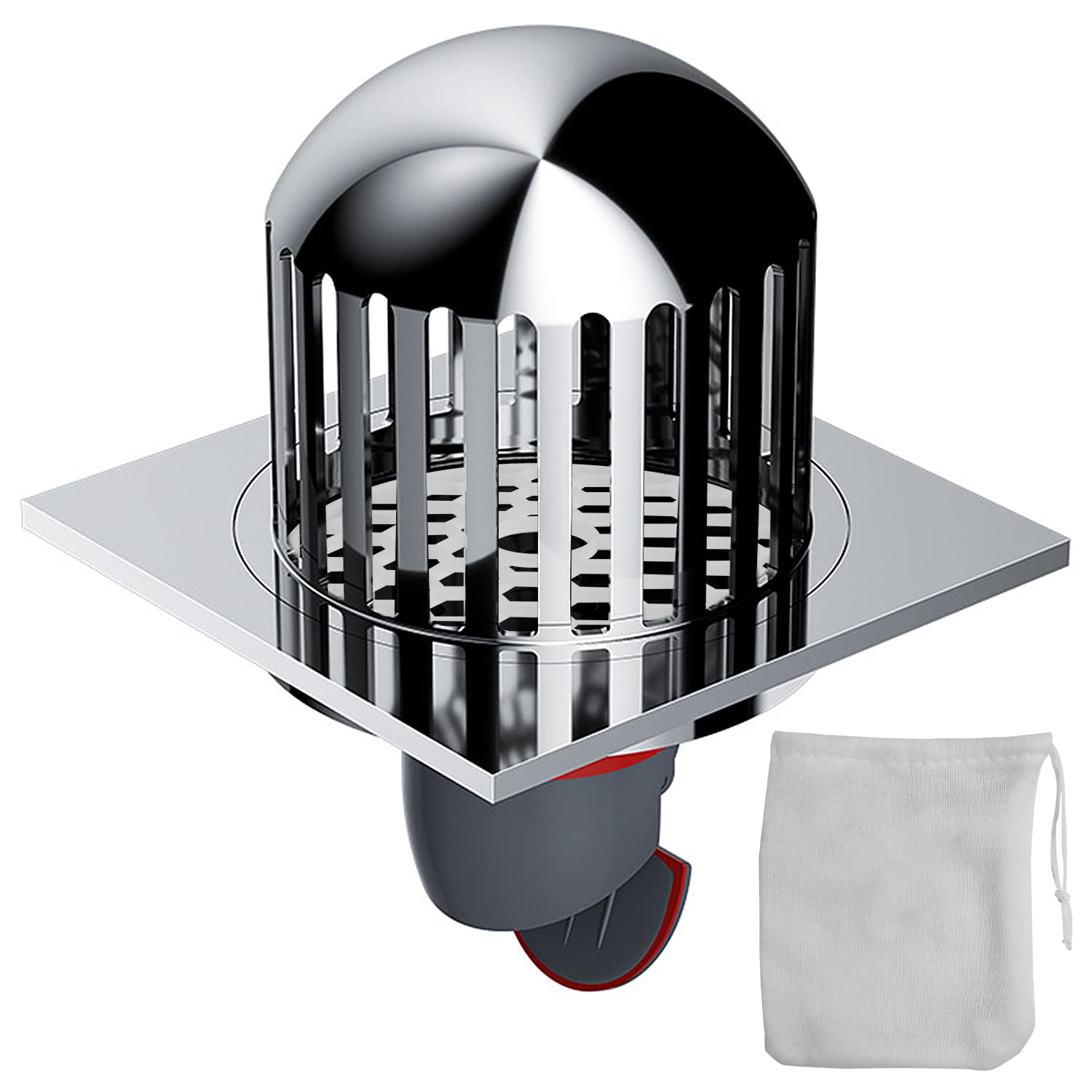 Dome Outdoor Yard Drain Cover Fits 2-3 Inches Sewer & Drain Pipe, Removable Outdoor Drain Grate, French Drain Cover with Built-in Filter Screen and Drain Backflow Preventer, for Balconies Roof Garden