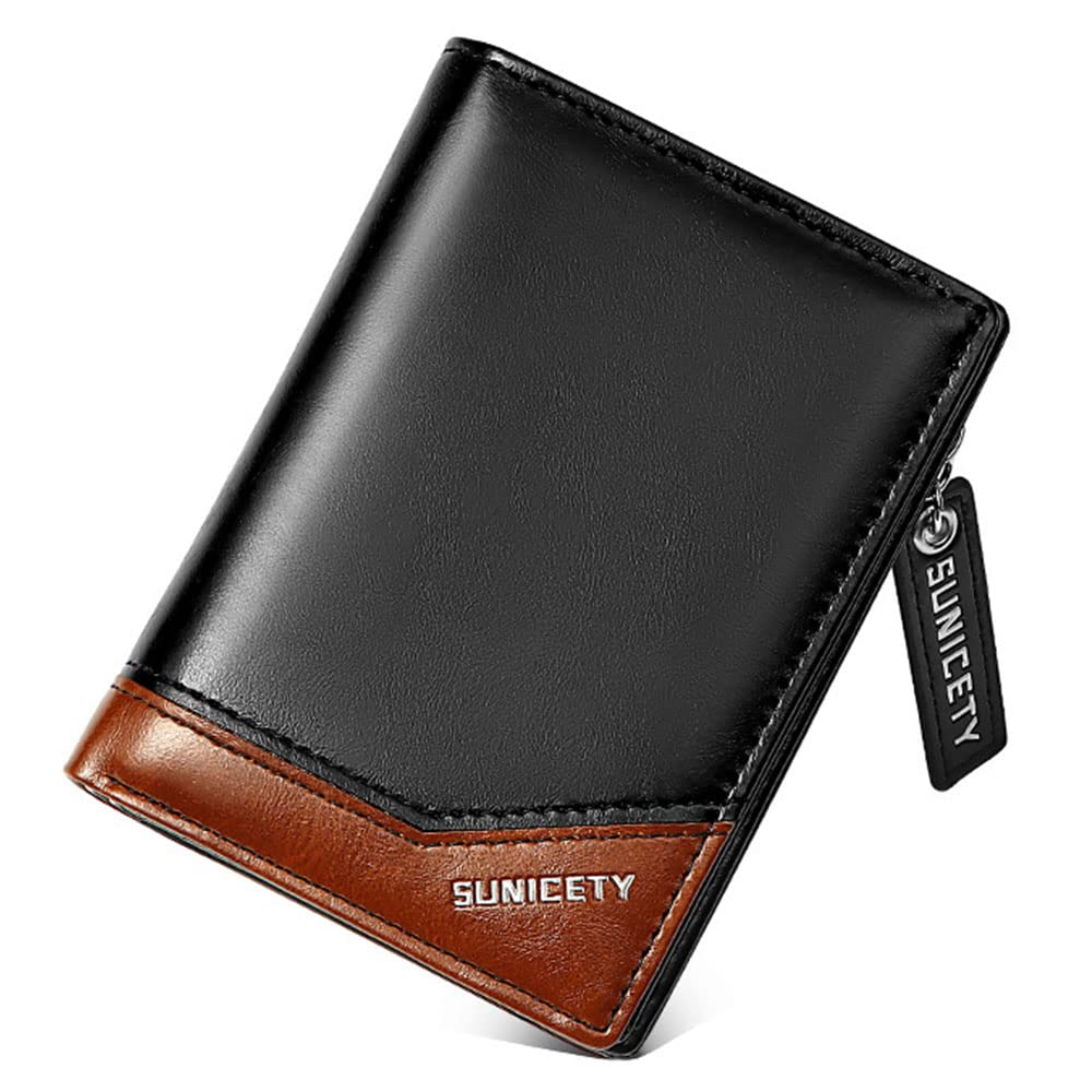 SosimcotyPU Leather Multifunctional Zipper Short Wallet Men's Fashion Wallet Portable Wallet Card Coin Purse Money Clip