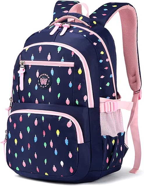 Tanou 2022 Kids Backpack for Girls, 24L Breathable Lightweight School Rucksack for Primary School, Cute Teenage Book Bags for Day Use, 6-12 Years, Leaves