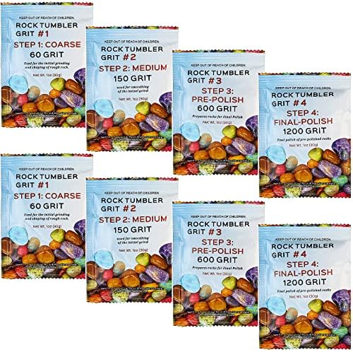 GITSENSE 8 Bags Rock Tumbler Grit and Polish Refill, Refill Grits for Rock Tumbler, Works with Any Rock Polisher, Rock Tumbler Supplies
