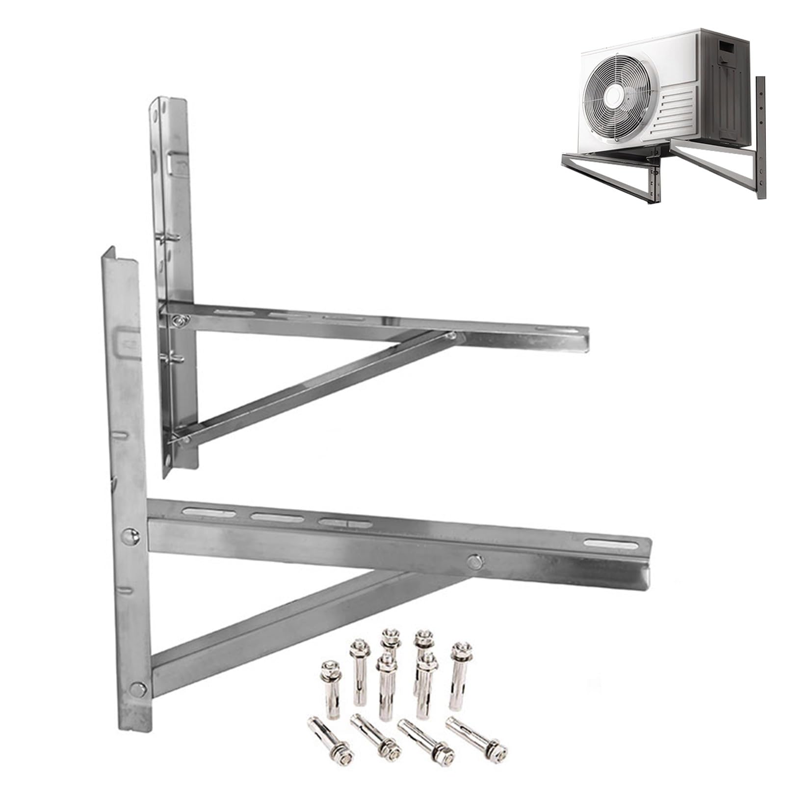 Staffe Condizionatore Esterno, per 2,6-8 KW Condizionatore D'aria, Staffe a L in Acciaio Inox, Fino a 450 Kg, Staffa Climatizzatore Esterno(50x50cm/20x20in)