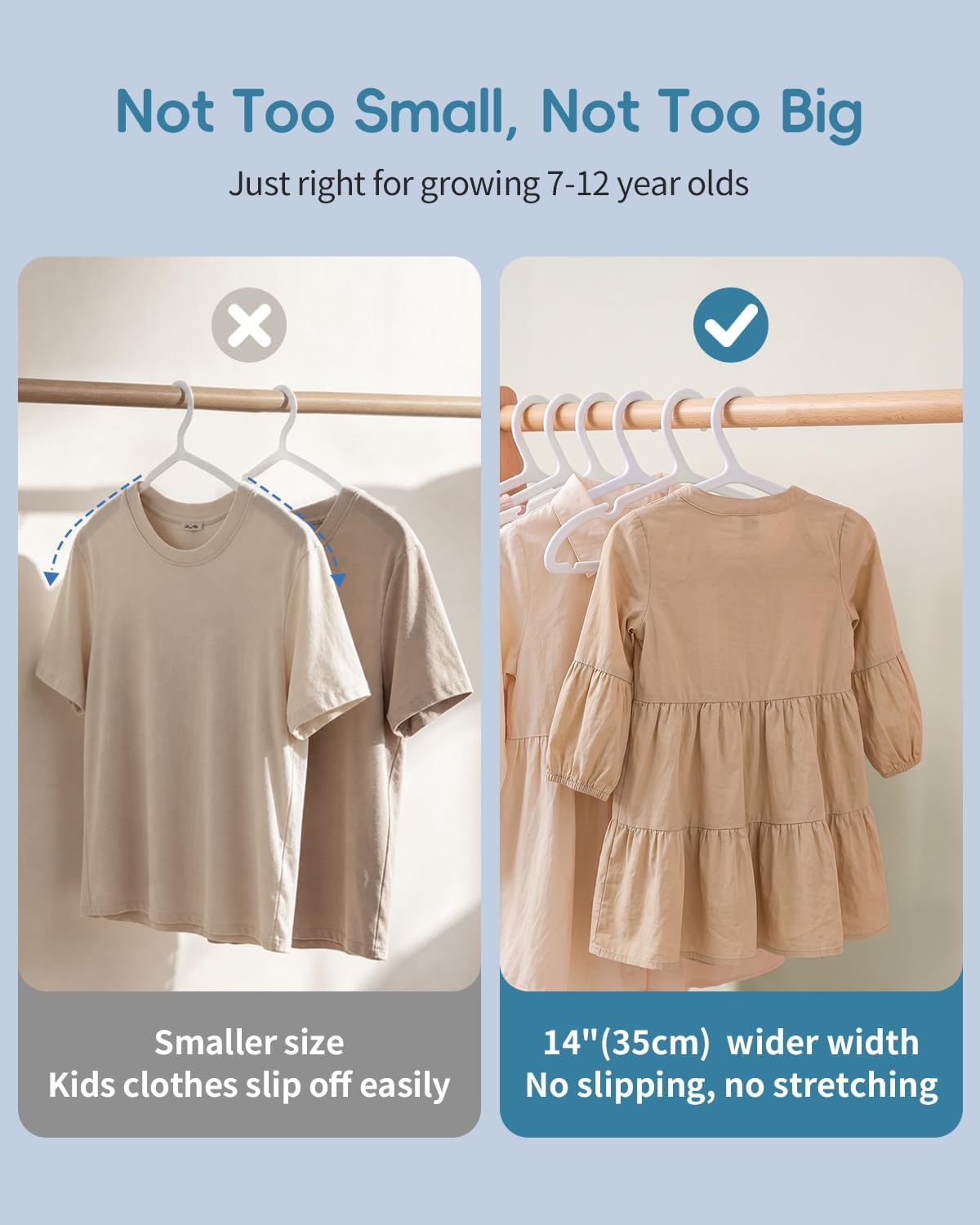 Kids Plastic Hangers 14 Inch White Non-Slip 100 Pack UPY07100W