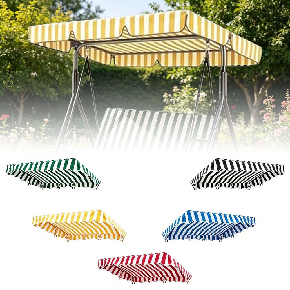 SMCMGECEUZ Stripe Swing Canopy Replacement Cover Porch Swing Canopys, Waterproof Swing Canopy Top Covers Replacement Canopys For Garden Swing Chair 75 77 83 98in(Yellow,213x112cm(83x48in))