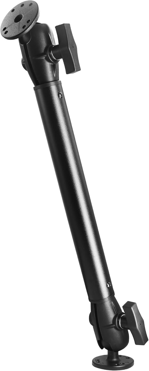 1.5" / C Size Aluminum Double Ball Mount with Extension(18.3") Arm, Tablet/Fish Finder Mount, Double Socket Arm with Two AMPS Round Plates, Compatible with RAM, Arkon, iBolt and More