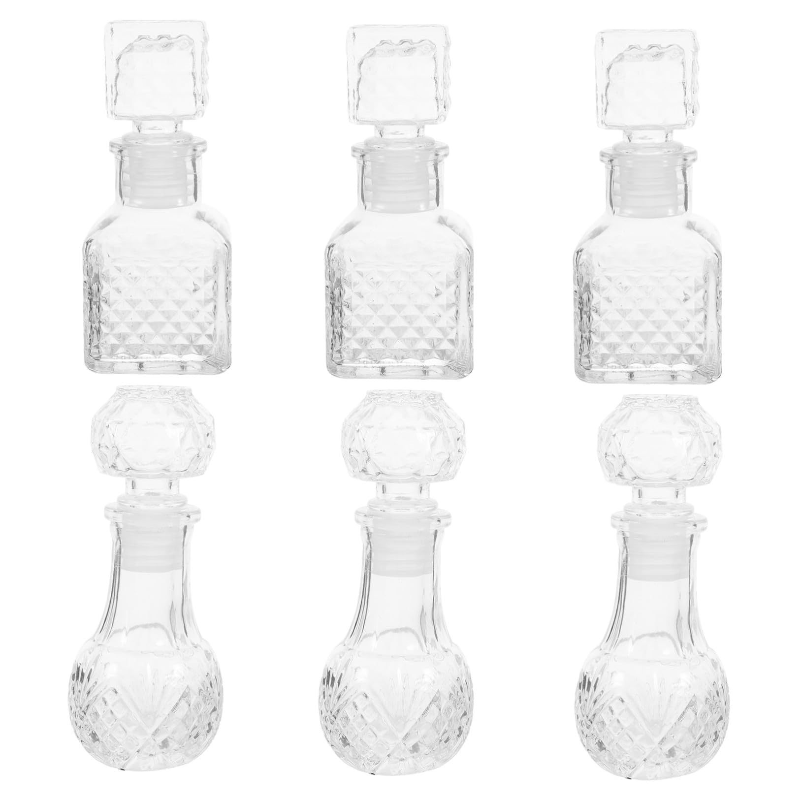 Ipetboom Lot de 6 Carafons à Vin en Verre Transparent 50 Ml, Aérateur, Accessoires pour Whisky, Bouteilles Décoratives Compactes pour Dégustation et Conservation des Spiritueux