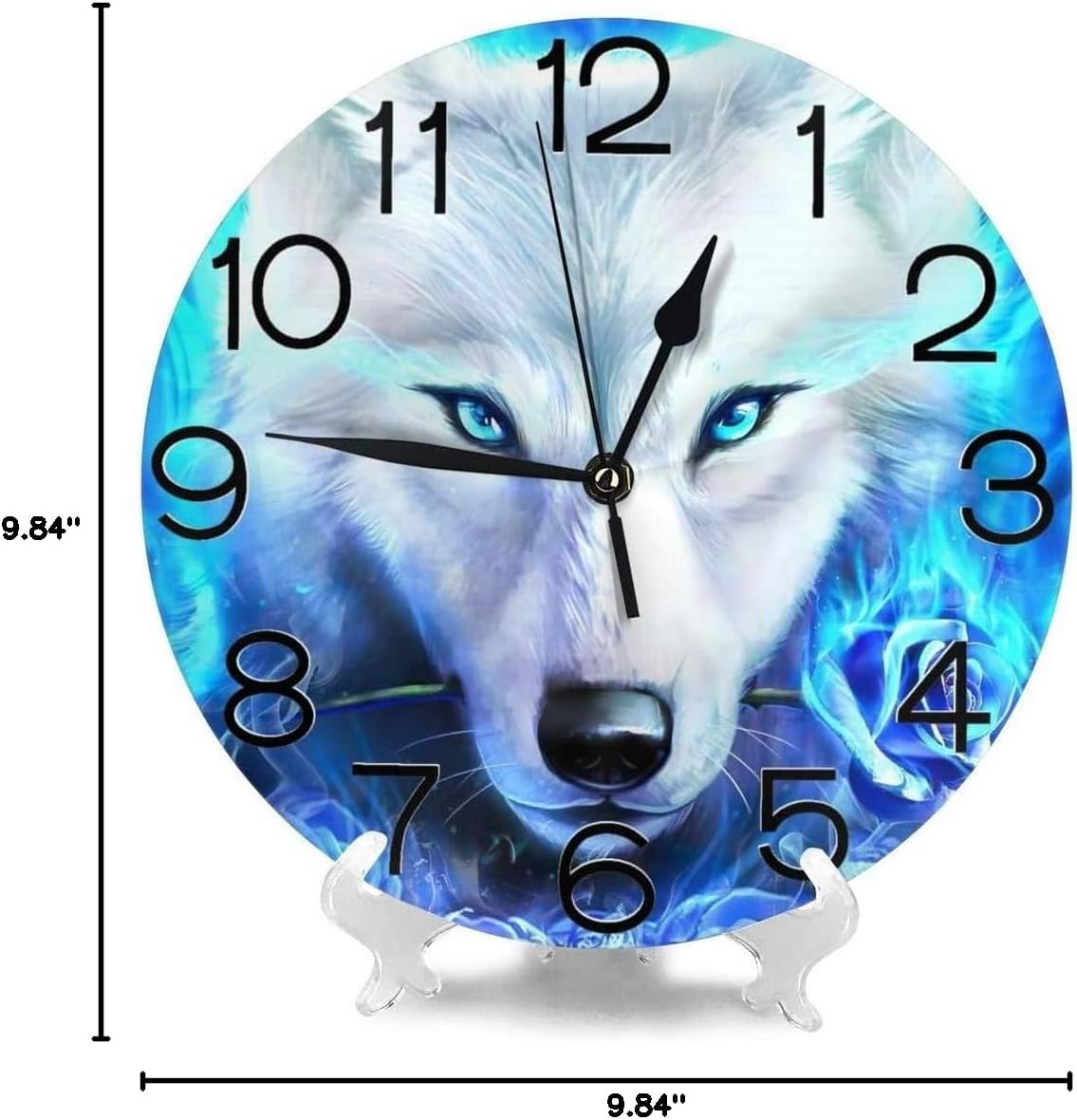MJSTAR Blue Round Wall Clock, 9.84 Inches, Battery Operated, Easy to Read Analog Display