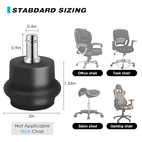 Miniatura 2 de Bell Glides - Ruedas giratorias para ruedas fijas estacionarias, reemplazo de base de silla de oficina resistente de 28 pulgadas