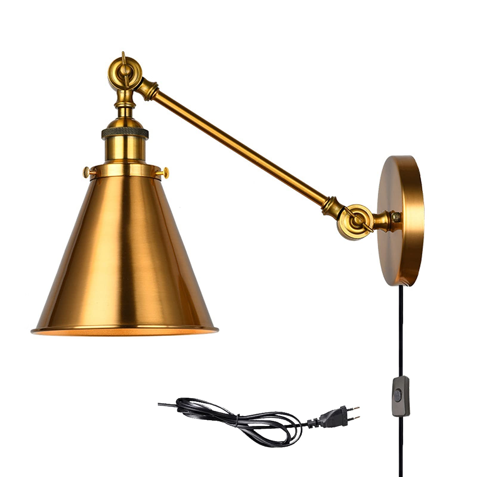 Wandlamp van natuurlijk rotan met schakelaar, opvouwbare