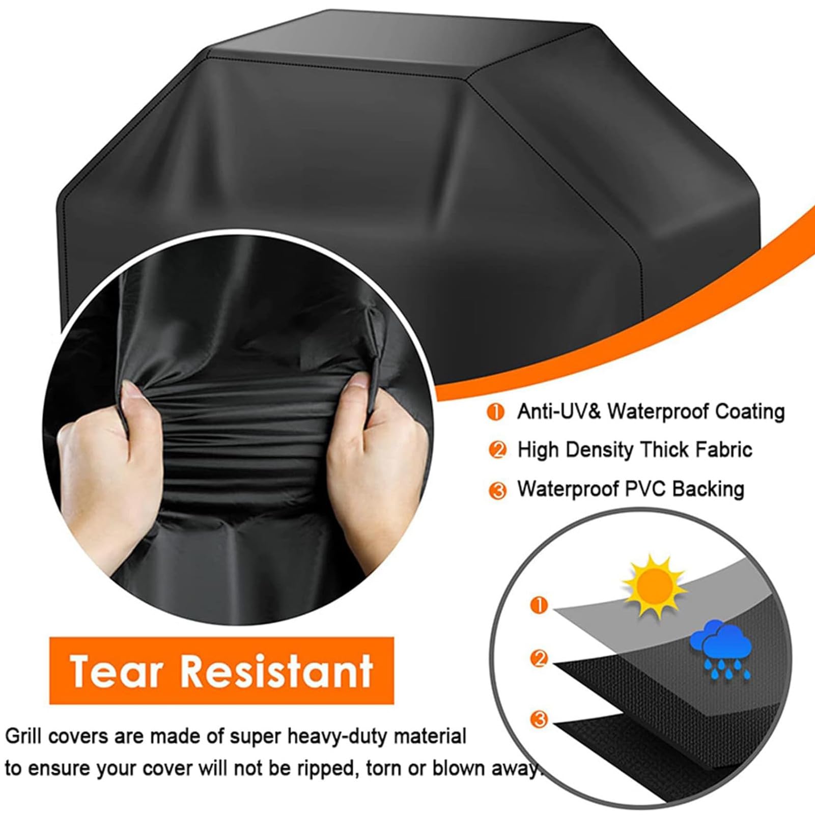 Funda para Barbacoa, Cubierta BBQ De Parrilla 420D Impermeable, Funda Barbacoa Exterior Anti-Viento Resistente Al Desgarro, Fundas Protectora para Barbacoa (165 x 61 x 111cm)