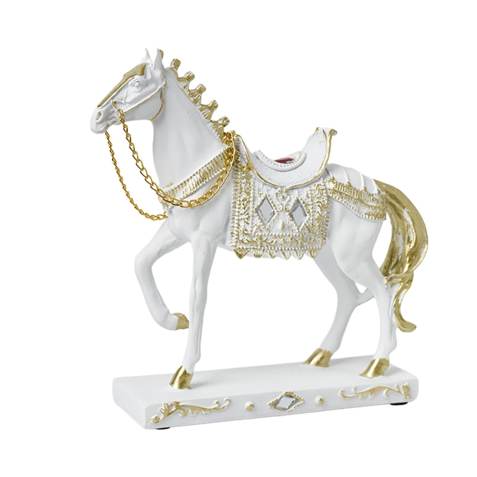 QLECXZI for Creative Horse Figurine Home Decoration Exquisite Detail Craftsmanship Unique Gifts And Home Accents With Realistic Details And Graceful Gestures, White, 19x5x18.5cm