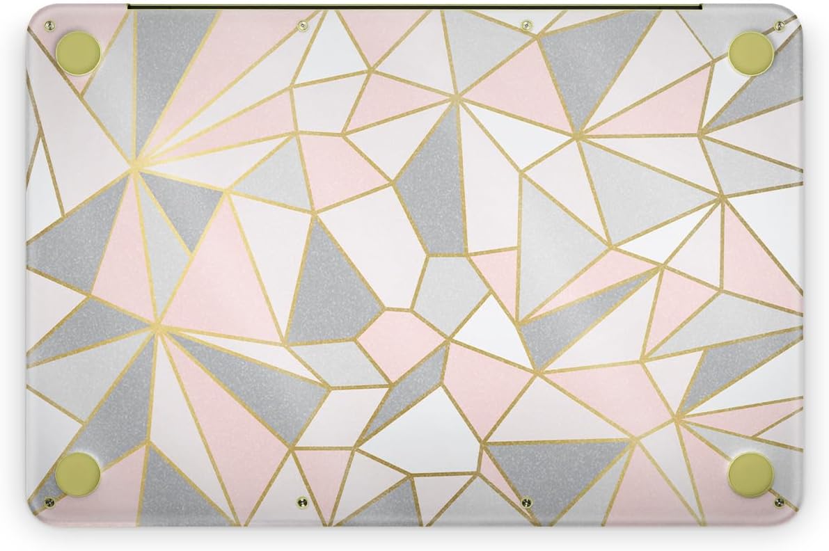 Glossy Glitter Laptop Skin Compatible with Apple MacBook Neo - Rose Gold Polygon - Premium 3M Vinyl Protective Wrap Decal Cover - Easy to Apply | Crafted in the USA by MightySkins