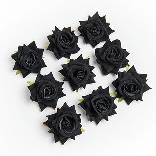 XQXQGX 30 coronas de flores artificiales decorativas para bodas, rosas de seda, accesorios de novia, decoración del hogar, color negro, 30 piezas