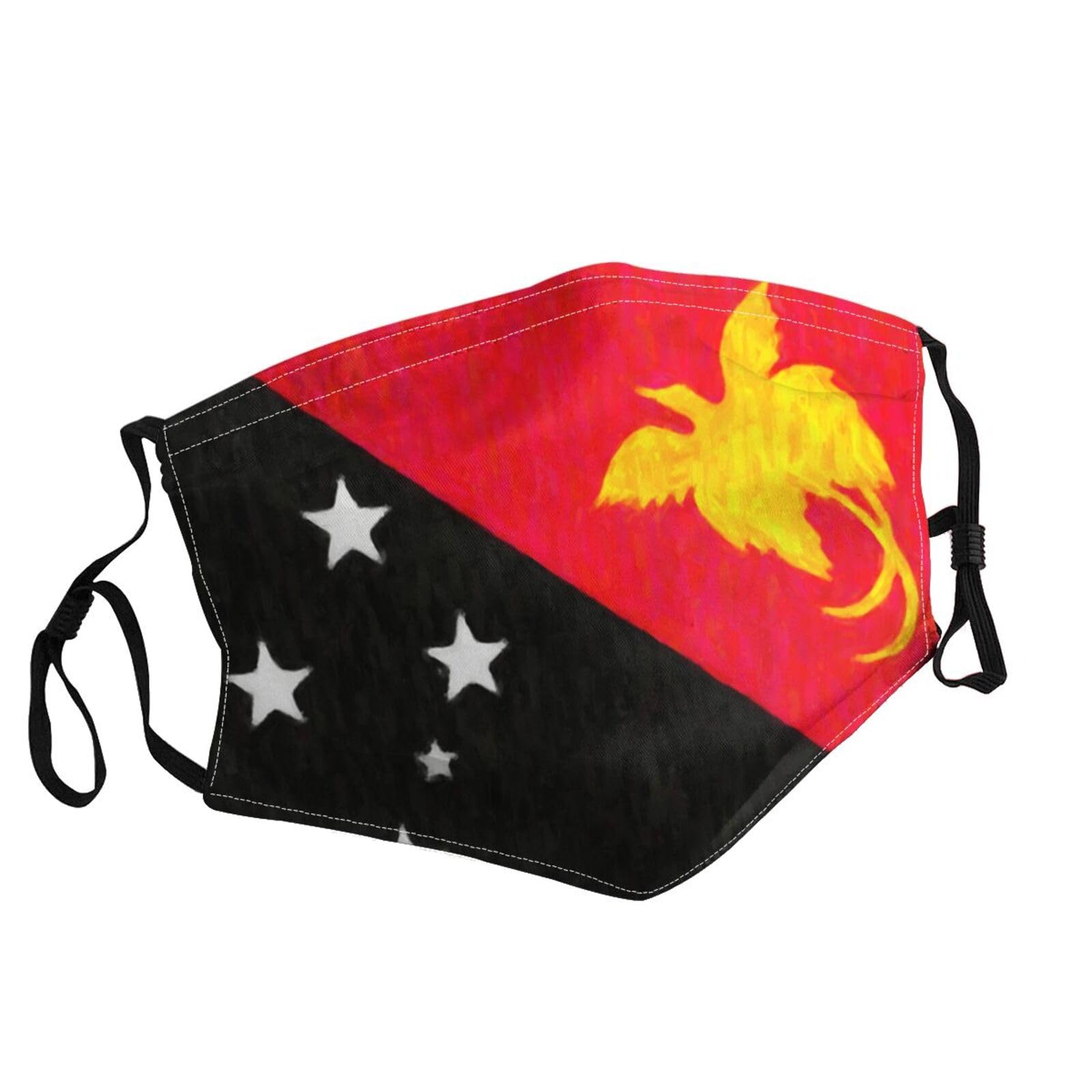 Flag of Papua New Guinea Oil Painted Face Mask Breathable Balaclavas Adjustable Washable Masks Black