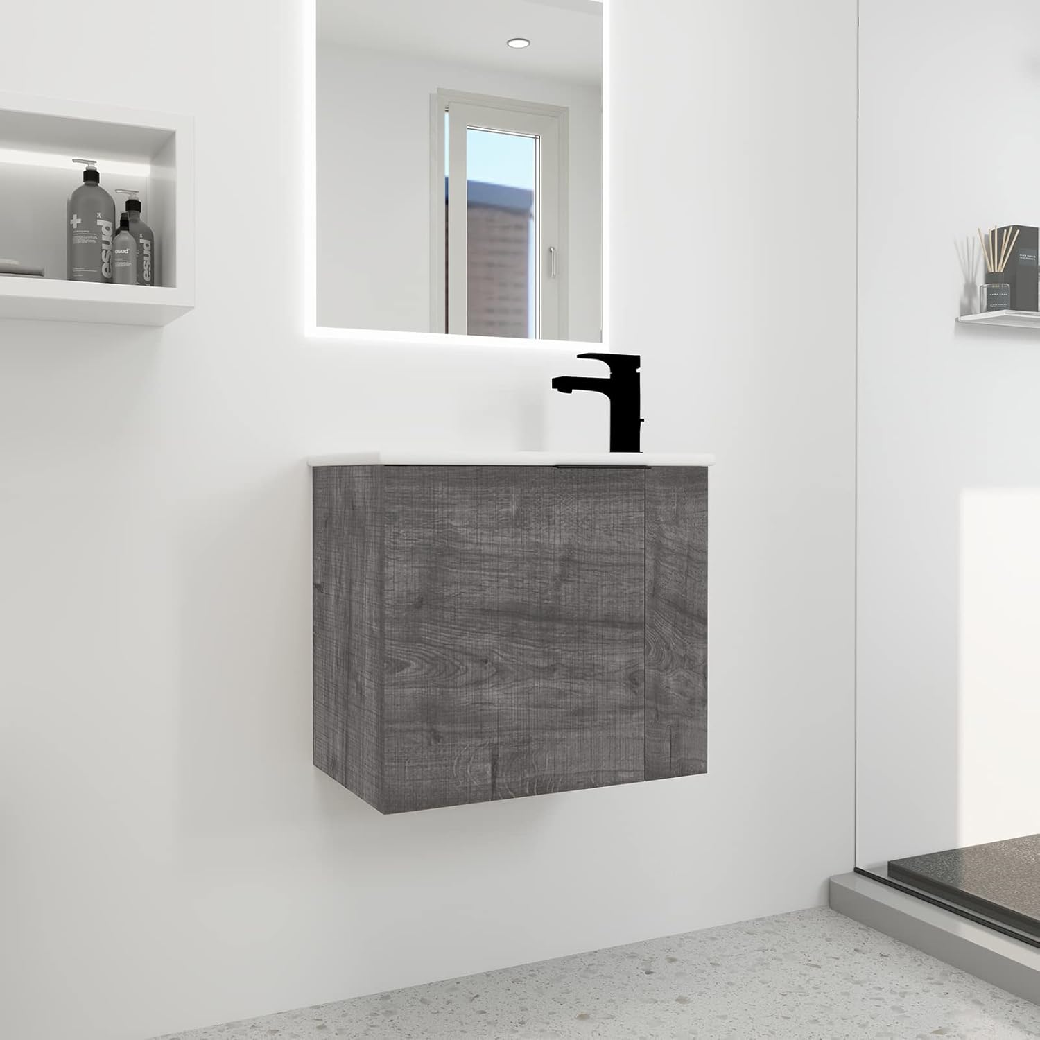 Amazon.com: 22" Floating Bathroom Vanity with Ceramic Sink, Wall ...