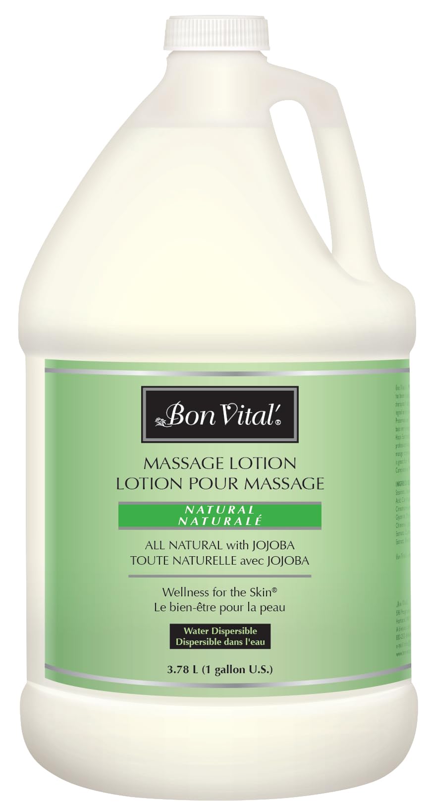 Bon Vital' Naturale Massage Lotion Made with Natural Ingredients for an Earth-Friendly & Relaxing Massage, All Natural Moisturizer, Relieves Muscle Soreness and Increases Circulation, 1 Gallon Bottle