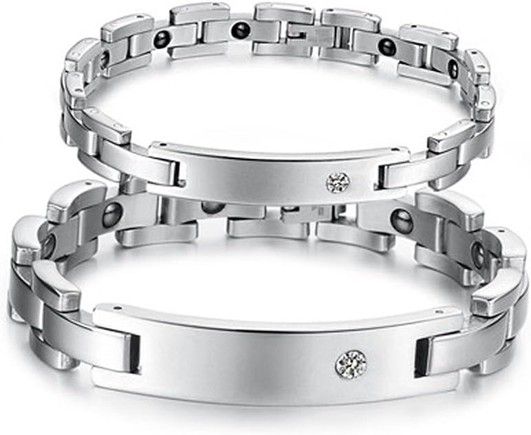 Designer His and Hers Magnetic Energy Bracelet Set Exquisite