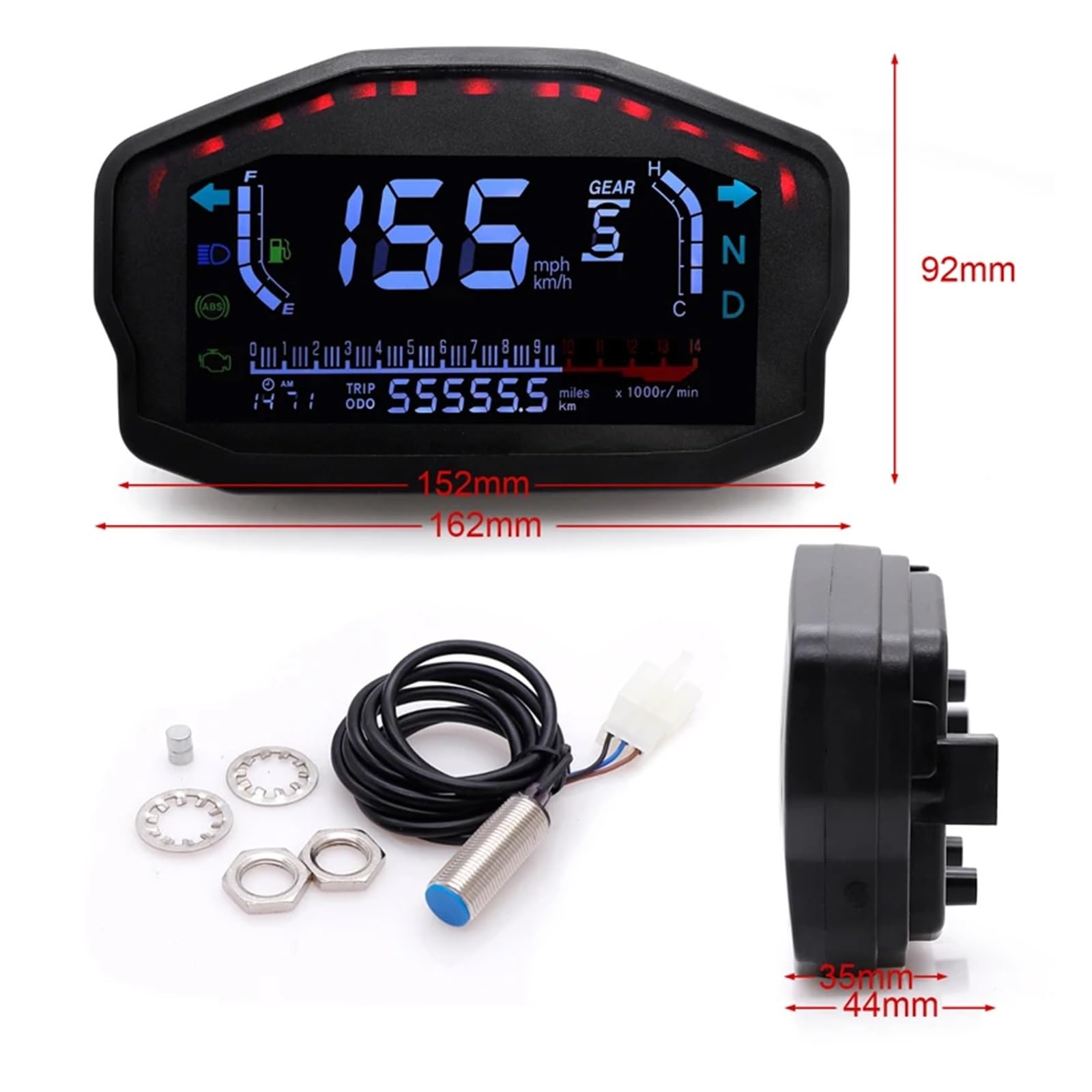Tachimetro Universale Per Moto, Contachilometri Digitale Retroilluminato Per B&MW Per Ho&nda Per Du&cati Per Kaw&asaki Per Ya&maha 2,4 Cilindri Contachilometri