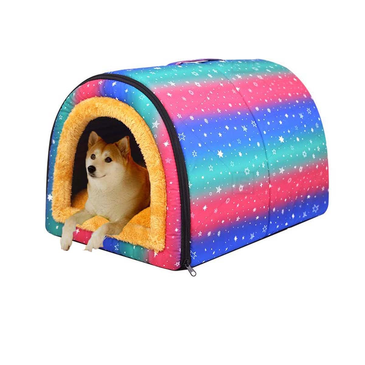 Legowisko dla psa, Igloo, składane legowisko dla psa 2 w 1, ze zdejmowaną poduszką, ciepły namiot dla kota, przenośne legowisko dla zwierząt domowych, dla kotów, szczeniaków, średnich psów, rozmiar