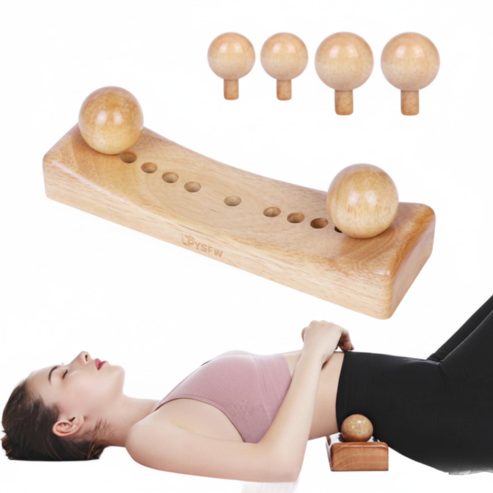 TISHITA Almohada Masaje Ergonómica con Piezas Mara Maciza para Estirar Vertebral y Relajar Músculos Apta para Aliviar Molestias Tras Largas Horas Sentado