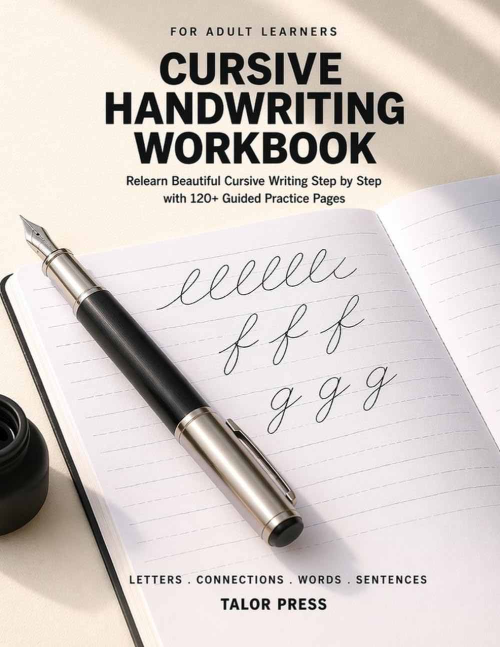 Cursive Handwriting Workbook for Adults: Relearn Beautiful Cursive Writing Step by Step | Lowercase & Uppercase Letters, Connections, Words, Sentences & Paragraphs | 120+ Guided Practice Pages