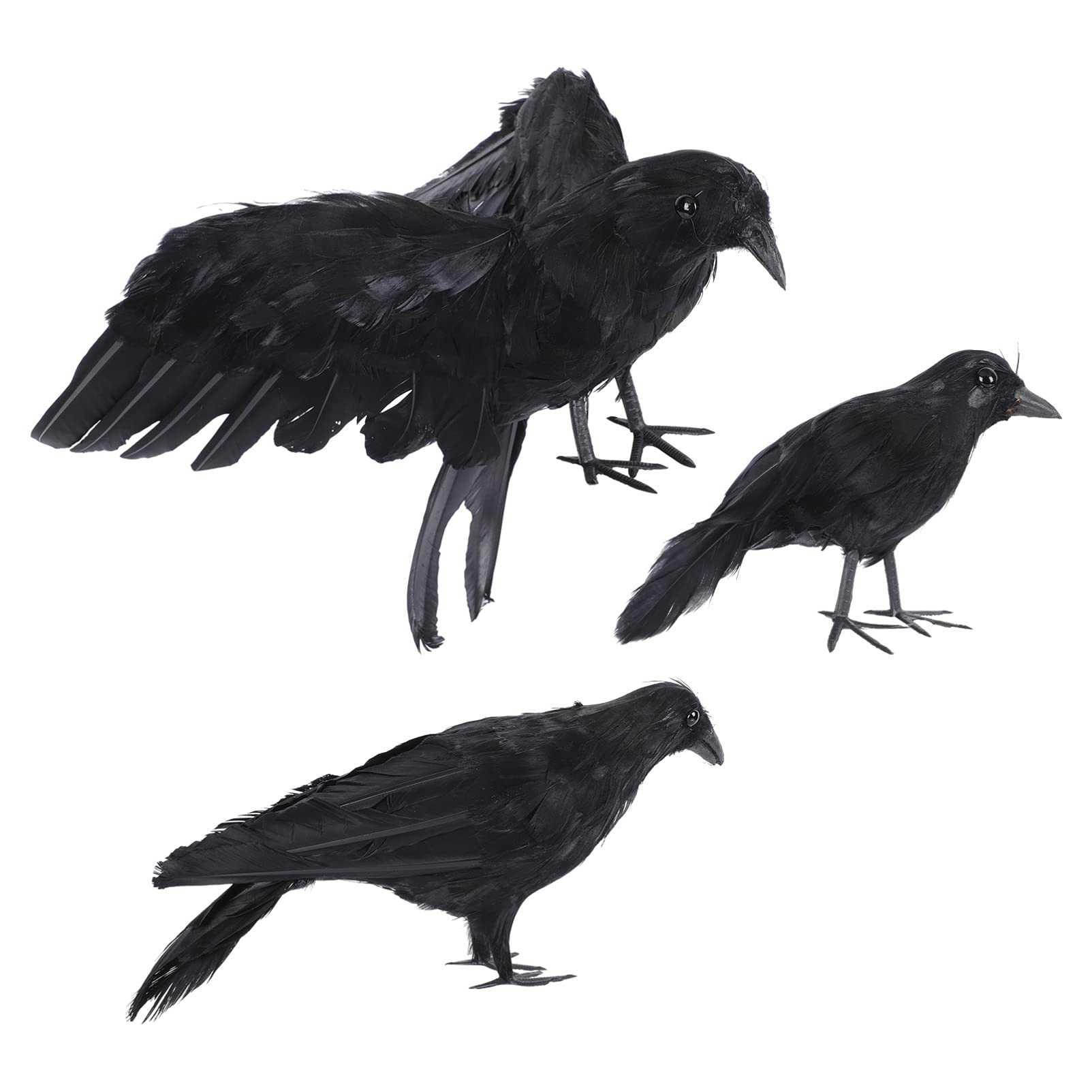 VANZACK Realistic Black Crow Decor 3pcs Toy Crow Artificial Chic and Easy to Use Decorations