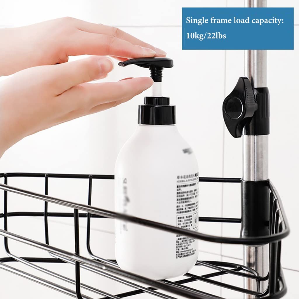 GIZNXBA Estanteria Ducha Telescopica Estanteria Baño Sin Taladro Estantes De Ducha Inoxidables A Prueba De Herrumbre, Soporte De Almacenamiento para El Cuarto De Baño (Color : /Black, Size : 4 Tier)