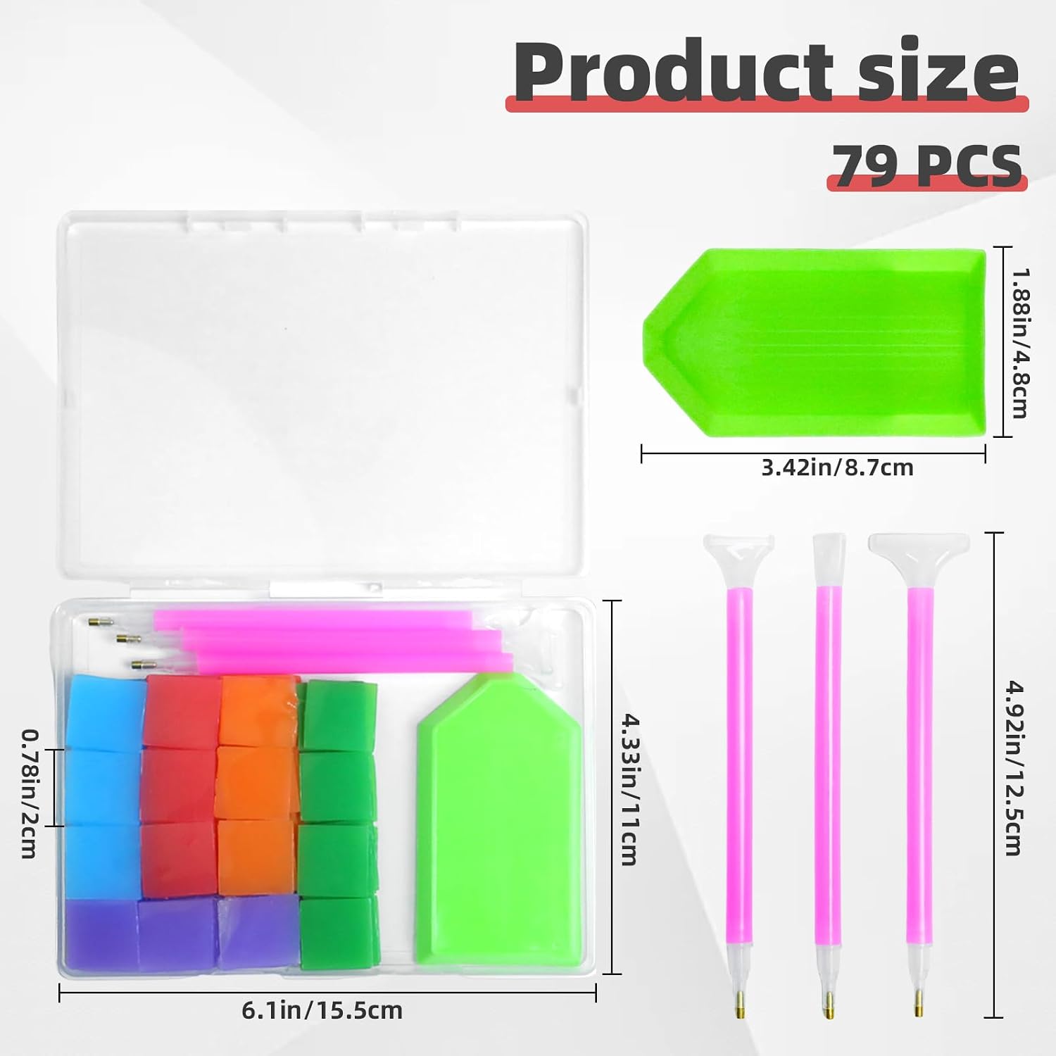 Gallipower 79Pcs Diamond Art Painting Tools,Glue Clay Wax Tools,5D Diamond Art Wax Accessories,Colorful Clay Embroidery DIY Painting Supplies Set with Trays Painting Pens image 2