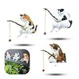 Selxran 3 PCS Cute Fish Tank Figurines - Cat Statue Decor for Home Office Aquarium Decoration