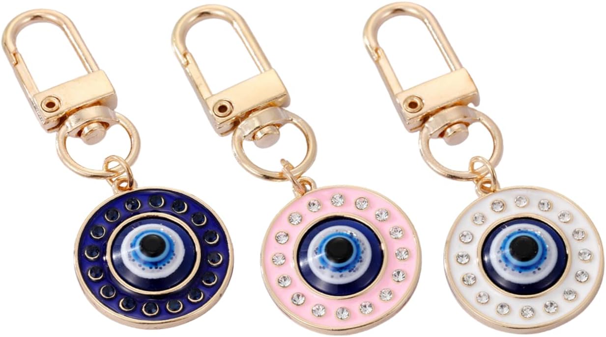 COLORFUL BLING 2-3PCS Evil Eye Keychain Good Luck Amulet Keyring Protection Charm for Purse Backpack