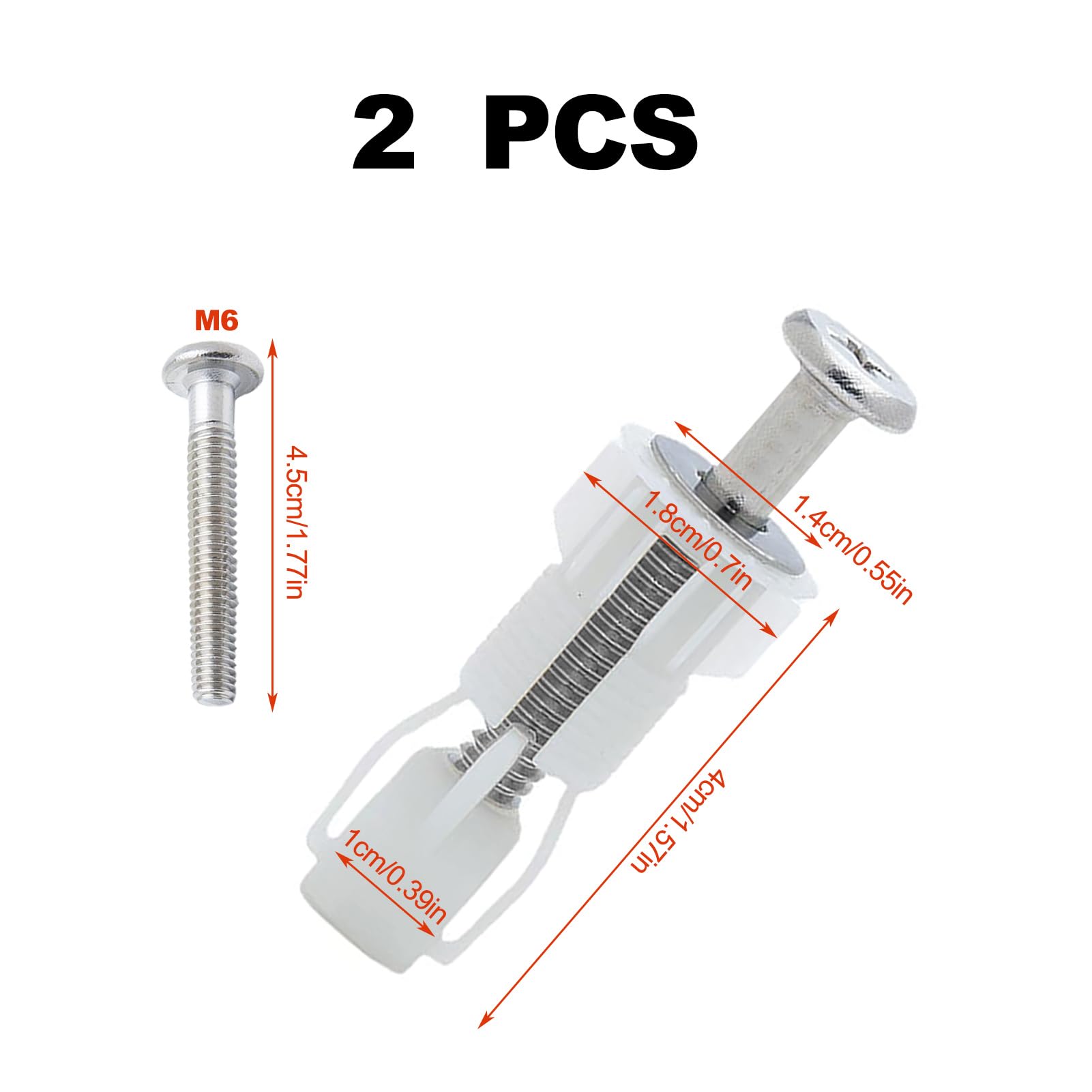 2 Piezas Tornillos Tapa WC,Fijación Bisagra Asiento Tornillos Inodoro,Universal,Material de Nailon,para Tapa de Inodoro (Estilo 2)