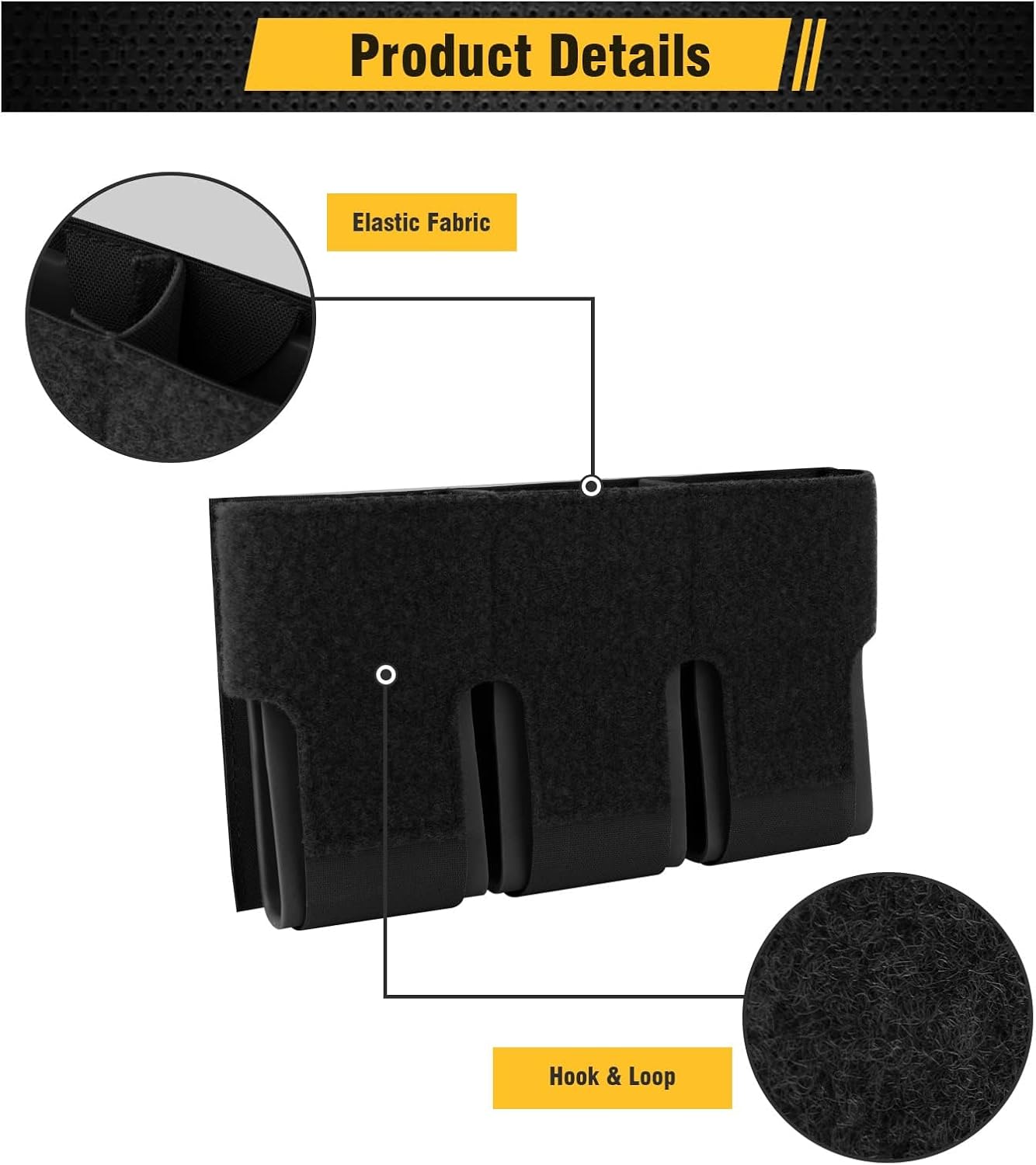 PETAC GEAR Triple Magazine Pouch |Elastic Kangaroo Rifle Mag Holster| 5.56/9mm Magazines Holder Pocket with Hook Panel