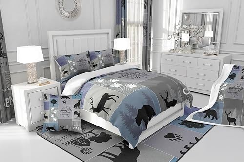 Miniatura 6 de Manfei Juego de sábanas retro de tamaño matrimonial, juego de ropa de cama de retazos de aventura para decoración de habitación de niños y niñas,