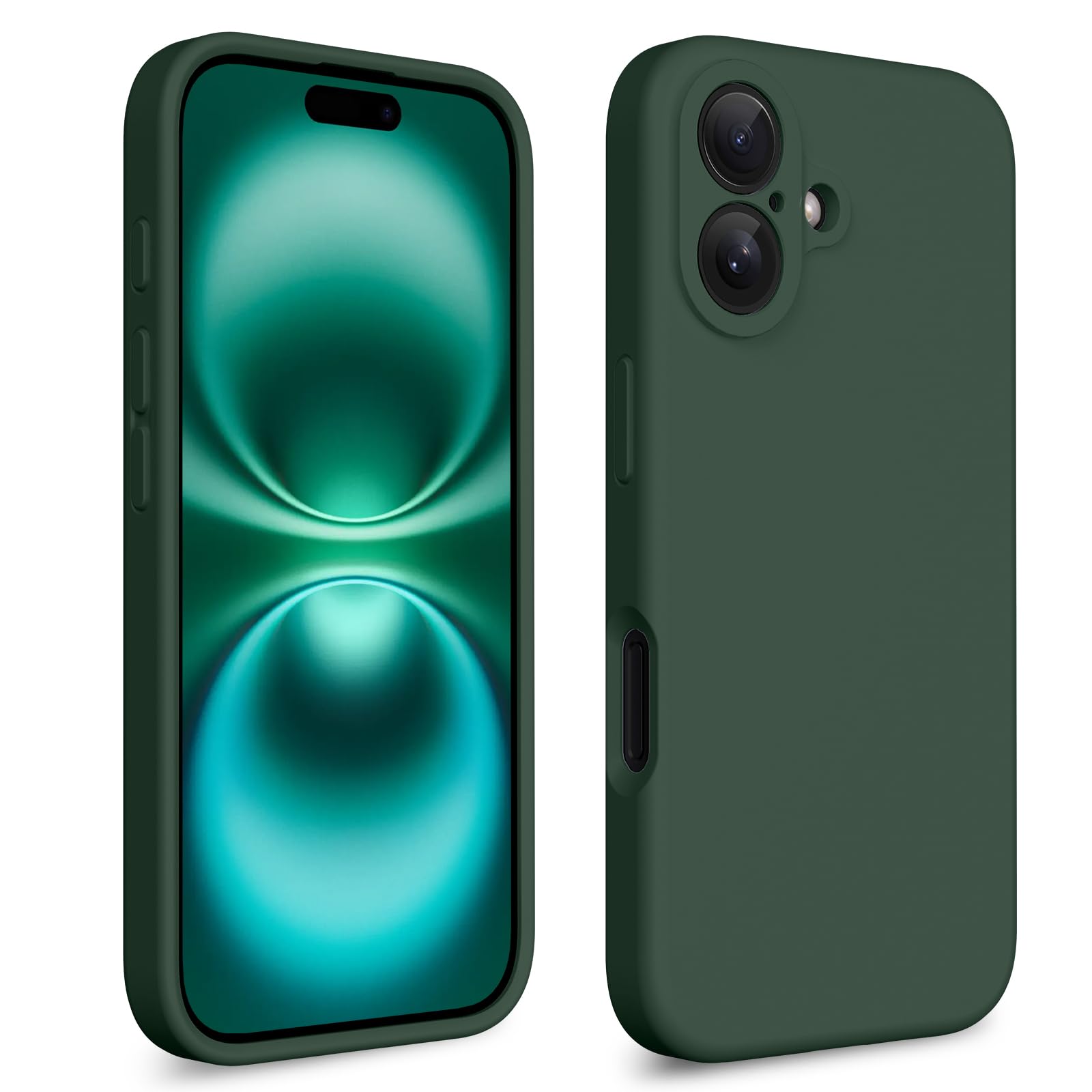 CALOOP IPhone 16 Plus Hülle – Slim-Fit, Flüssigsilikon Mit Hartem Rahmen, Stoßfest & Kratzfest – Kompatibel Mit Kabellosem Laden