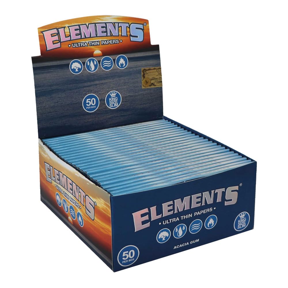 Elements 1 box Slim King Size ULTRA THIN RICE rolling paper - total 1650 papers