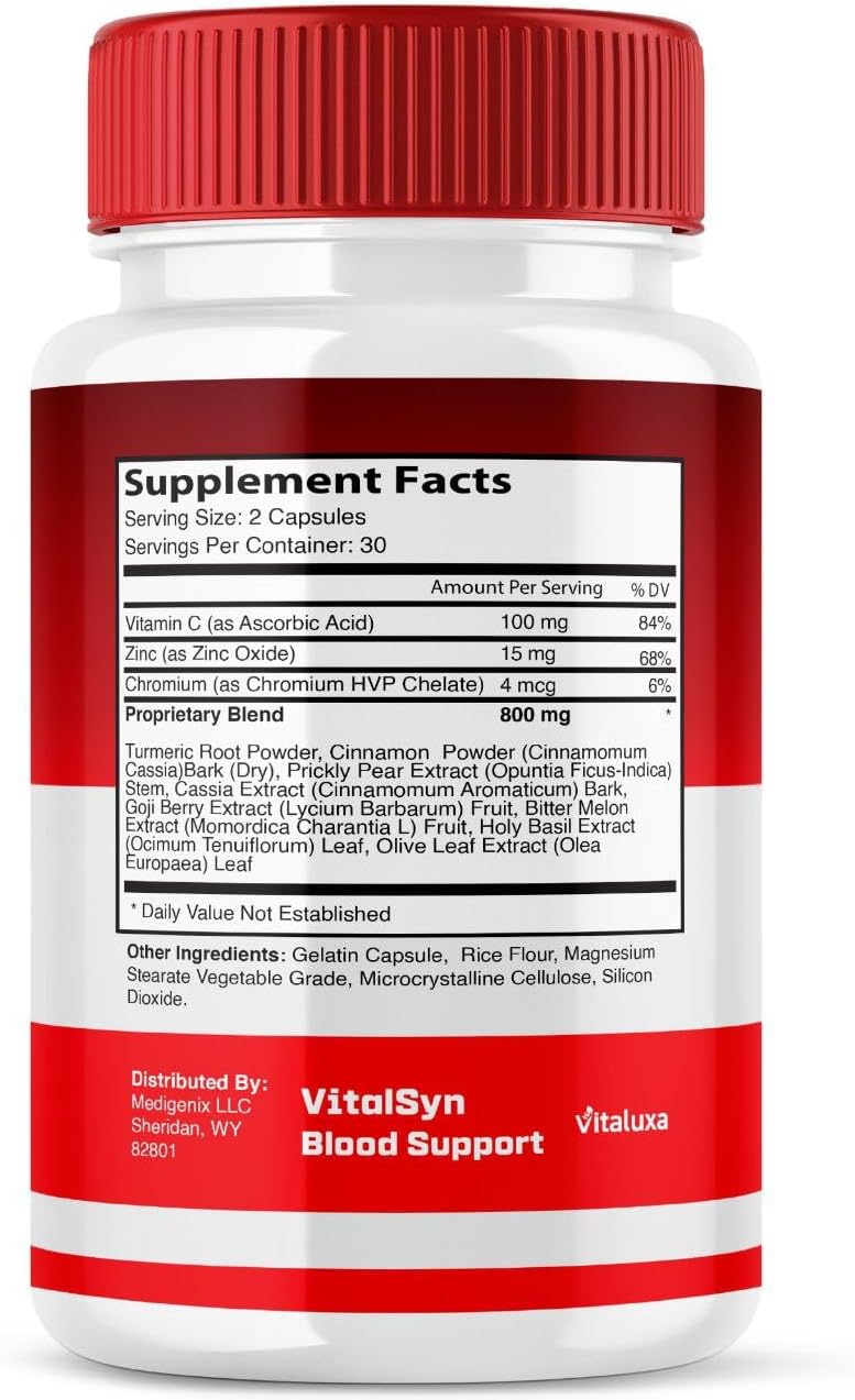 (2 Pack) Vitalsyn Blood Support, Vitalsin Glyco Optimizer Capsules Advanced Formula Supplement, VitalsynBlood Glycogen Pills Blood Flow Balance Control Vitalsym Premium Health Vital Syn (120 Ct) - Image 6